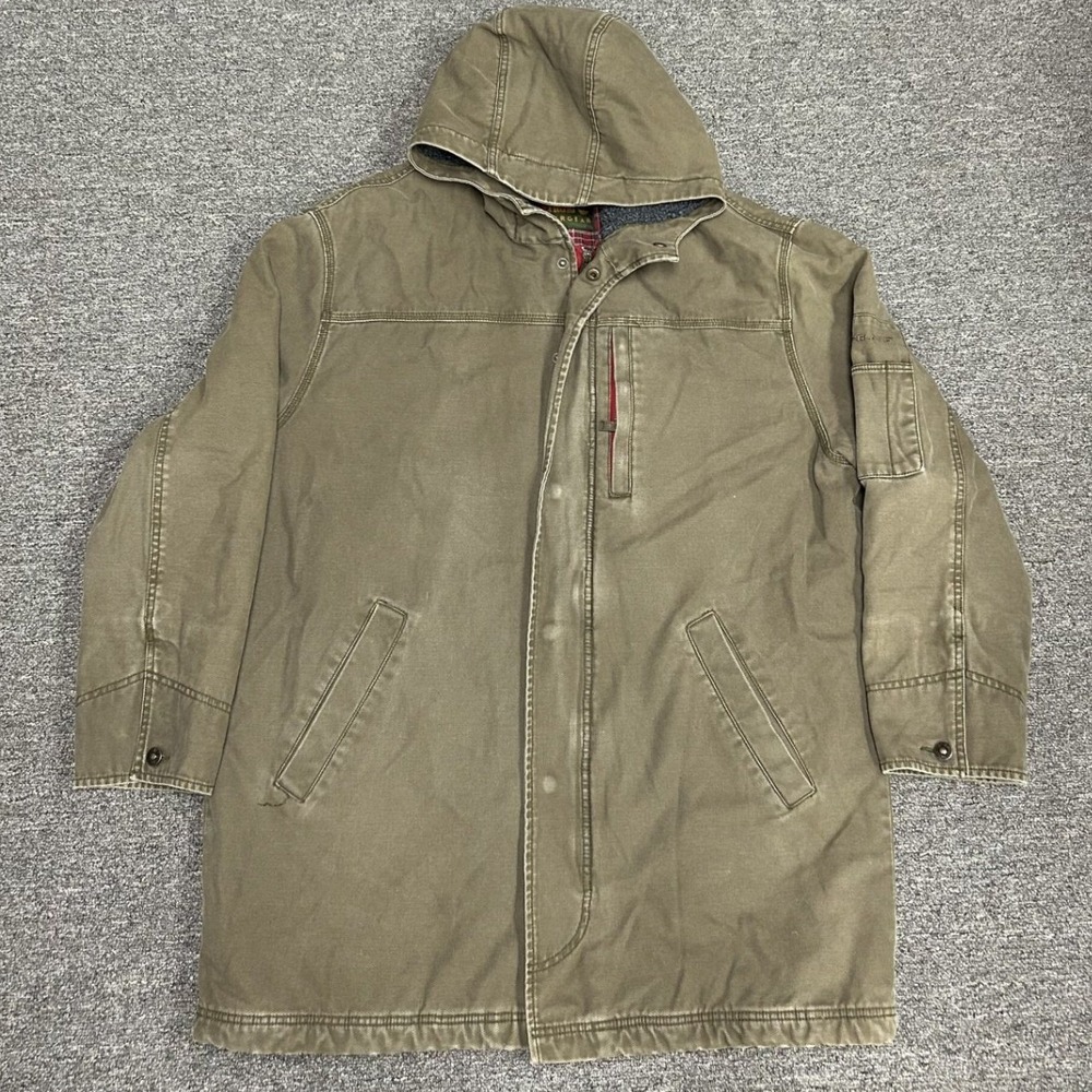 Timberland Weathergear Hooded Parka Jacket Mens Large Olive Green Plannel Lined